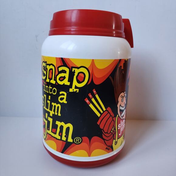Vintage 2002 Snap Into A Slim Jim 64oz Travel Mug Whirley USA Slim Jim Guy - Picture 2 of 8